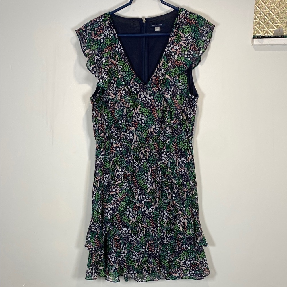 Tommy Hilfiger Floral Mini Dress Flutter Sleeve Size 14 Spring - Picture 2 of 14